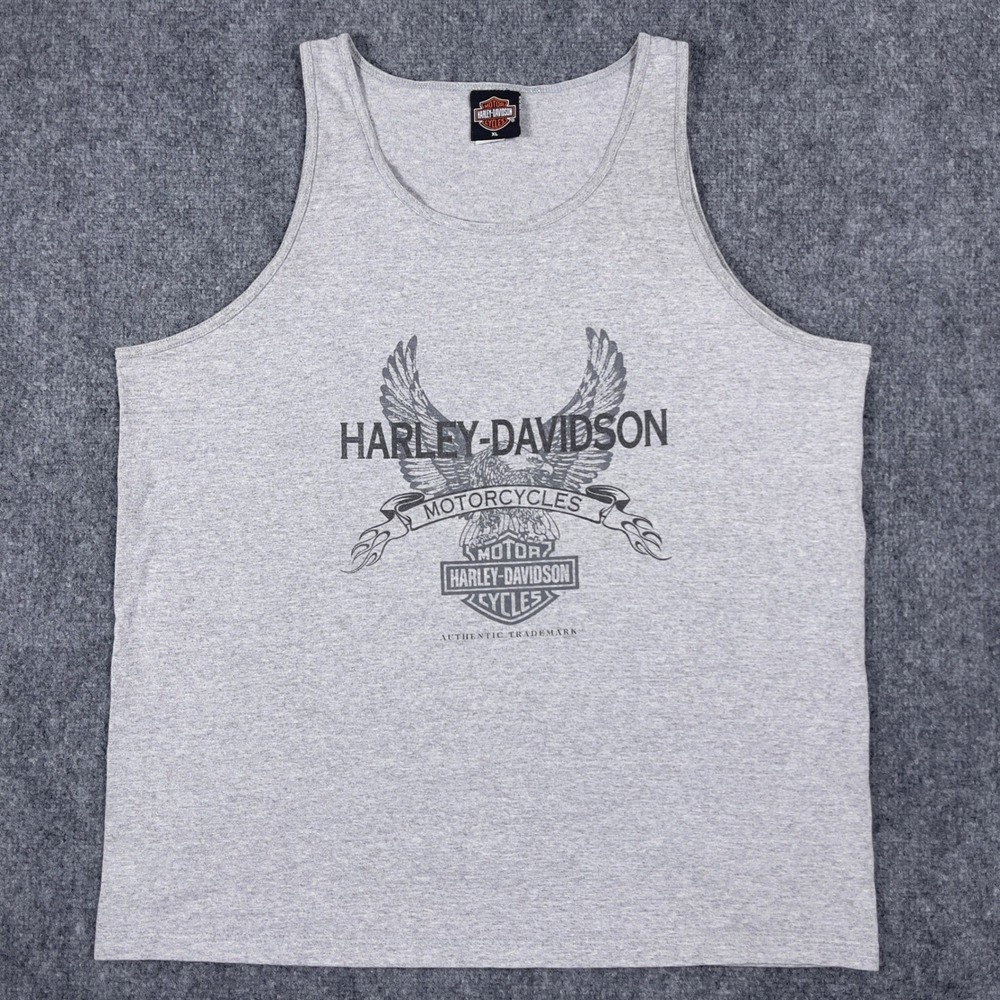 Harley-Davidson Tank Top Mens XL Gray Eagle Stamford CT Graphic Sleeveless